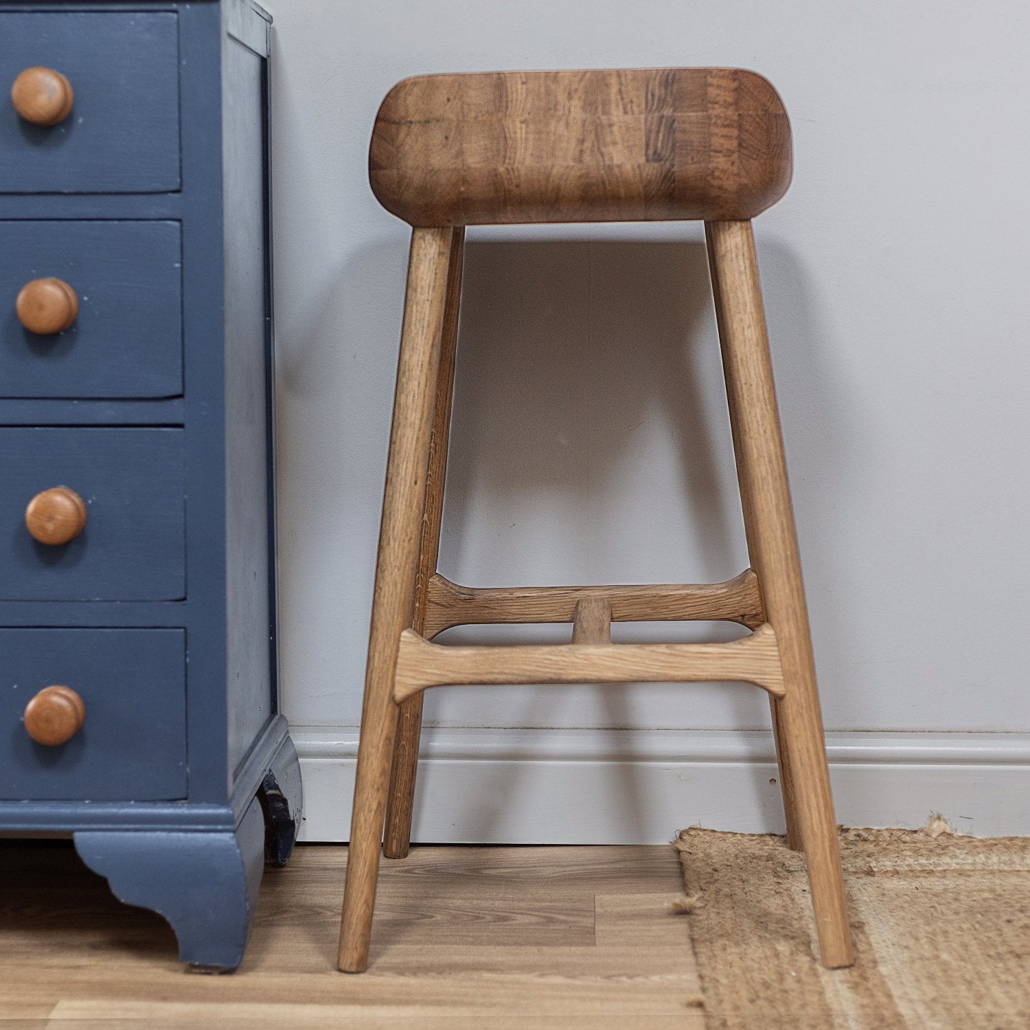 Oak Wooden Curved Seat Kitchen Bar Stool | Pre Order